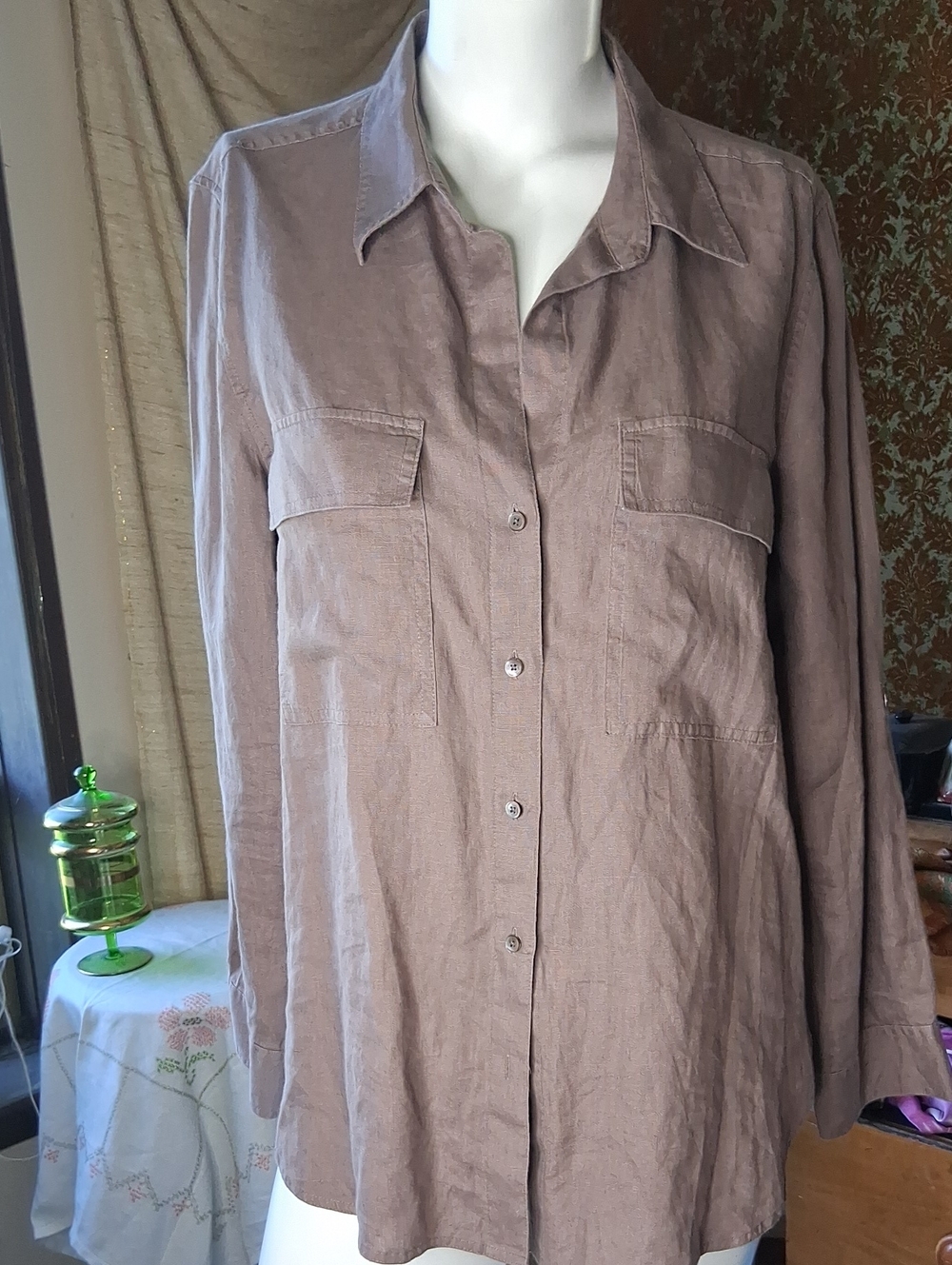 Babaton Aritzia Linen Button-Down Shirt M